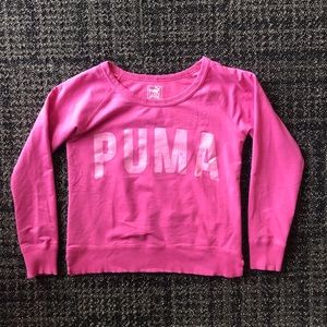 Puma Pink Spell Out Ribbed Collar Pullover Sweater Women’s Small